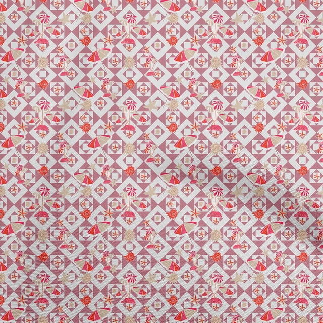 oneOone Silk Tabby Pink2 Fabric Beach Craft Projects Decor Fabric Printed By The Yard 42 Inch Wide