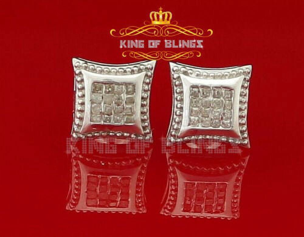King of Bling's Aretes Para Hombre 925 White Silver 0.25ct Diamond Men's Stud Kite Earrings