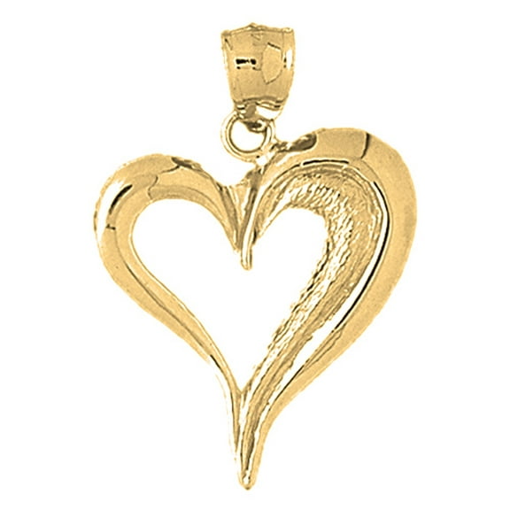 10K Yellow Gold Heart Pendant - 33 mm