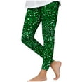 thumbnail image 2 of Avrnliq St Patricks Day Leggings for Girls, Green Sparkle Print 4-Way Stretch Soft Slim Fit Kids Leggings, Festive Holiday Activewear for School Parades Playdates,Size 6 T, 2 of 7