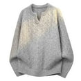 thumbnail image 4 of Men's Sweater Knitted V Neck Long Sleeve Casual Loose Elastic Jacquard Pullover Sweaters Tops with Ribbing Edge (XL, Gray), 4 of 5