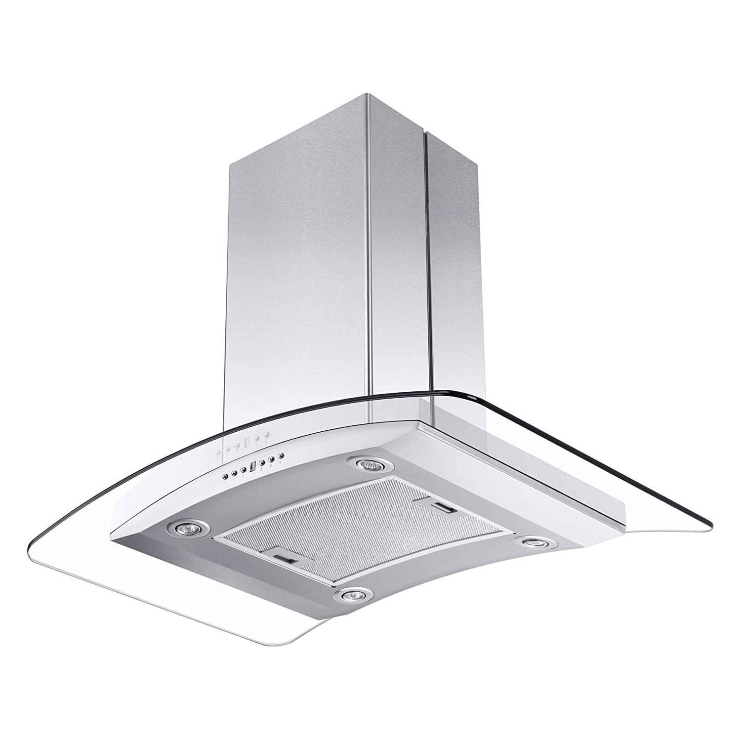 ZLINE 36" Island Ceiling Mount Range Hood w/ LED Lights, Stainless Steel & Glass