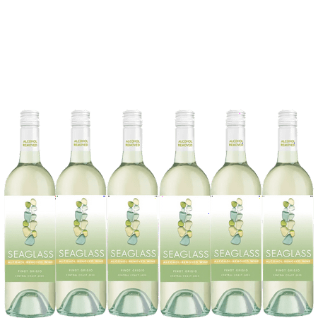 Seaglass Alcohol-Removed Pinot Grigio – Refreshing Non-Alcoholic White Wine with Stone Fruit, Honeysuckle & Floral Aromas – Crisp & Clean Finish – 750ml Bottles - 6 Pack