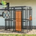 thumbnail image 2 of Walnest Large Walk-in Cage 77-inch Heavy Duty Bird Cage Outdoor Diamond Grid Aviary Parrot Cage with 2 Feeding Bowls Black, 2 of 4