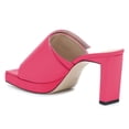 thumbnail image 3 of YDN Women Elegant Square Open Toe Platform Mules Chunky Block High Heeled Slip On Sandals Summer Casual Shoes Size 13 Hot Pink, 3 of 5