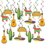 FHZYTG 20Pcs Mexican Fiesta Hanging Swirl Decorations, Mexican Fiesta Cinco De Mayo Party Supplies, Taco Twosday Birthday Theme, Taco Party Mexican Fiesta Ceiling Hanging Swirl Decorations Boys Gir