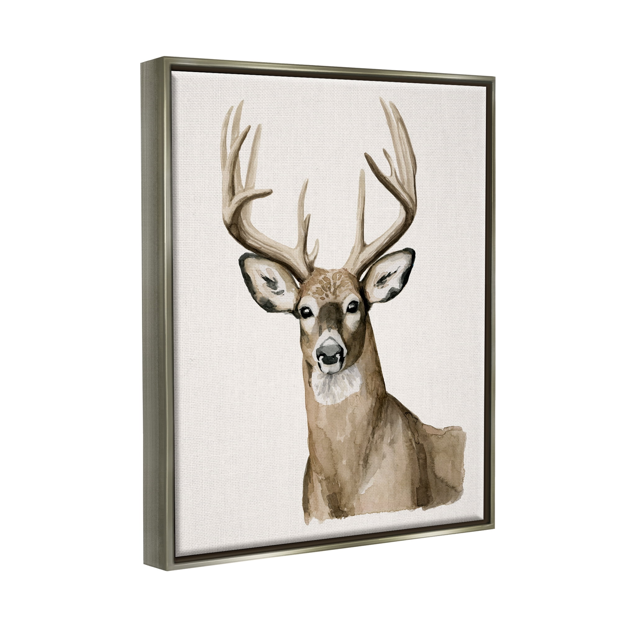 Stupell Industries Elk Portrait Wildlife Animals & Insects Painting Gray Floater Framed Art Print Wall Art, 25 x 31