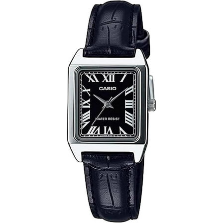 Women's Rectangular Leather Strap Roman Black Dial Dress Watch