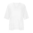thumbnail image 4 of JIUKE Womens Tops Summer Crochet Short Sleeve V Neck Shirts Knit Hollow out Beach Cover up Tops, 4 of 8