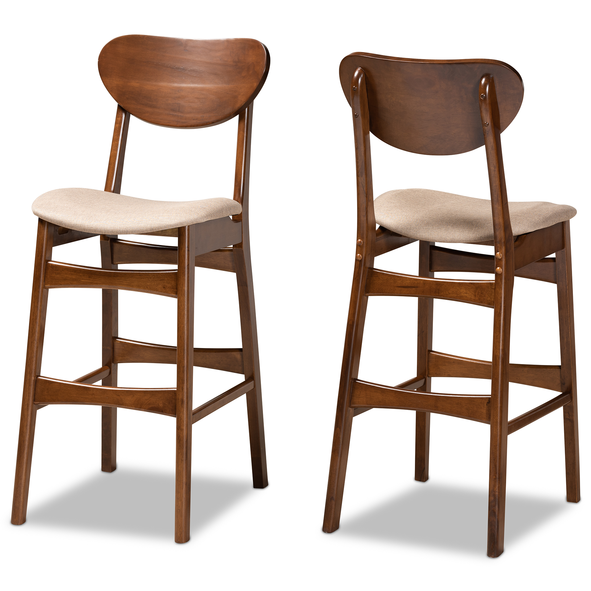 Baxton Studio Katya Bar Stool, Sand, Set of 2