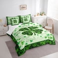 thumbnail image 3 of Manfei St.Patrick Day 7 Pieces Bedding Comforter Set,Four Leaf Clover Full Bedding Set,Lucky Green Flower Fitted Sheet Flat Sheet For Girls Kids,Microfiber Bedroom Decor Reversible, 3 of 8