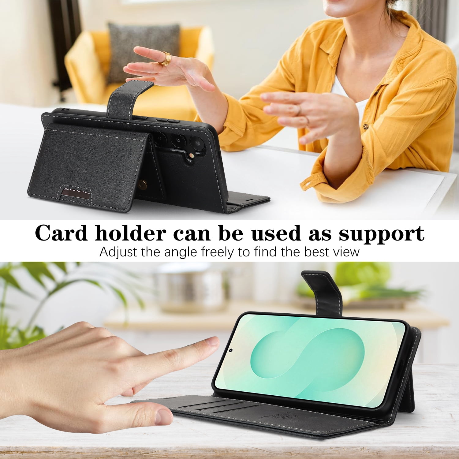 Dteck for Samsung Galaxy S25 Plus Case Detachable Wallet Case with Card Holder, 3 in 1 PU Leather Flip Folio with RFID Blocking Stand Shockproof Phone Cover 6.7",Black