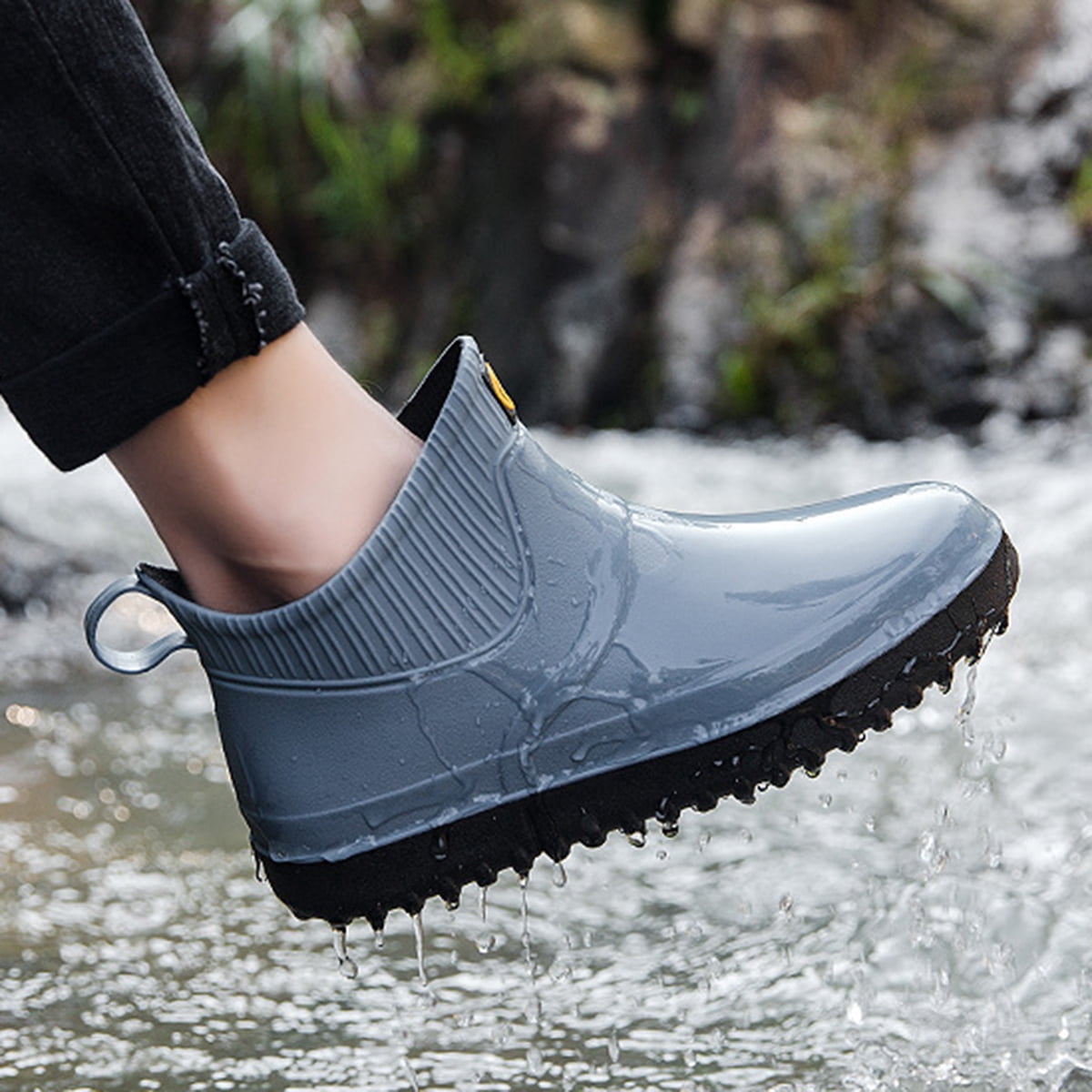 AUXDIQ Rain Boots Men Short Ankle Women Waterproof Rain Boots Outdoor Garden Shoes