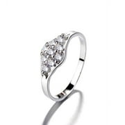 Sterling Silver Geometric Ring with Simulated Diamonds