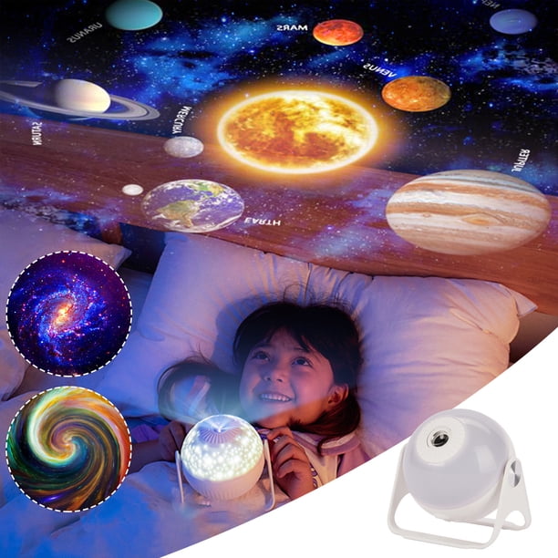 Proyector Nocturno, Diseño de Planetario 7 En 1, Galaxias y Nebulosas En Rotación 360°, Ambiente Relajante para Dormitorio, Proyección Musical, Puerto de Alimentación Usb, Estilo Lujoso, 121 X 110 X