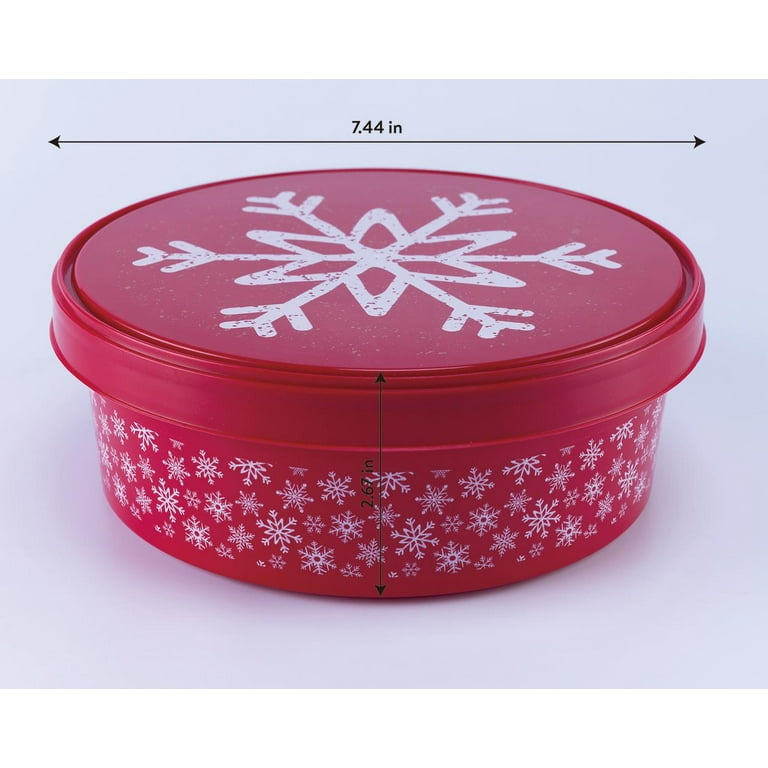 Christmas Round Plastic Cookie Containers with Lids Set of 2, Reusable  Storage Buckets for Candy Treat Goodies Favors Snacks, Gift Giving Box  Party