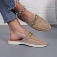 thumbnail image 6 of Pandaie Penny Loafers for Women Comfortable Slip on Suede Loafer Mules Closed Toe Backless Slides Business Casual Dress Flats Shoes Khaki Size 6, 6 of 9