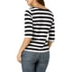thumbnail image 3 of Camiseta básica de ajuste slim con cuello redondo y mangas de codo para mujeres INSPIRE CHIC, T-shirt casual impresa, talla XL, negro y blanco, 3 of 8