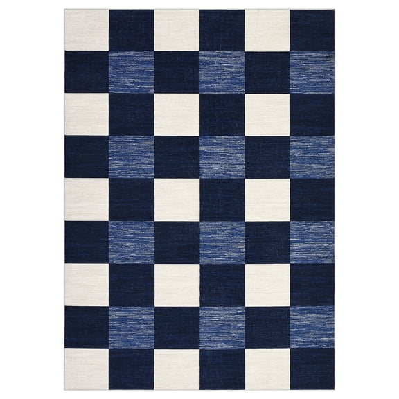Runner Rug 2x6 FT – Ultra-Thin Washable Modern Plaid Carpet, Non-Slip TPR Backing, Stain-Resistant for Living Room Bedroom Dining Room