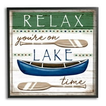 Stupell Industries Lake Time Rustic Canoe Paddle Phrase Graphic Art Black Framed Art Print Wall Art, Design by Elizabeth Tyndall