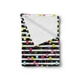 thumbnail image 2 of Colorful Soft Flannel Fleece Throw Blanket, Hand Drawn Grunge Inspired Composition of Circles and Dots on Stripped Backdrop, Cozy Plush for Indoor and Outdoor Use, 60" x 80", Multicolor, by Ambesonne, 2 of 5