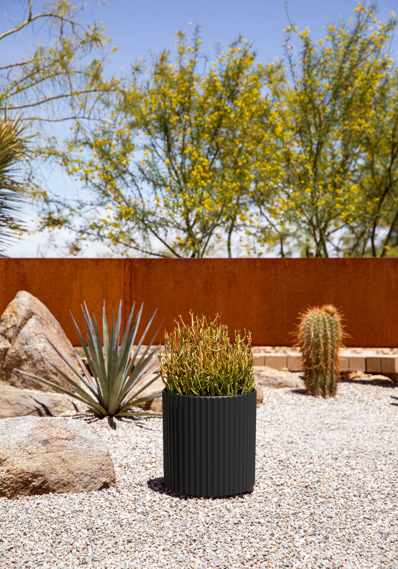 Veradek Demi Series  12" Plastic-Stone Planter - Black