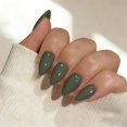 thumbnail image 2 of Uñas postizas JOYVVEW cortas almendradas verde oliva 30 piezas, 2 of 7