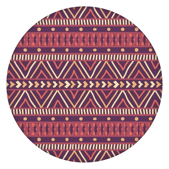 Decorative Elastic Round Tablecloth, Bohemian Flower Print for Formal Dining Room, Fits Circular Tables Up to 56 Inches