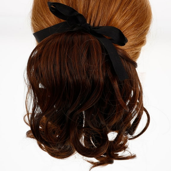 CRAFTHROU 1Pcs Ponytail Extension Human Hair Clip Women With High Temperature Fiber 11.8x4.3x0.4in