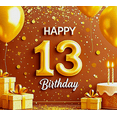 thumbnail image 3 of Golden Themed 13th Birthday Backdrop Banner Party Decors with Balloons Gifts Cake Photography Props Happy Birthday Party Supplies, 3 of 7