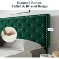 thumbnail image 5 of Allewie King Size Bed Frame, Velvet Upholstered Platform Bed with Adjustable Diamond Button Tufted & Nailhead Trim Headboard, Green, 5 of 8