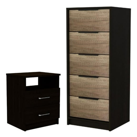 Home Square 2-Piece Set with 2 Drawer Night Stand & 5 Drawer Dresser