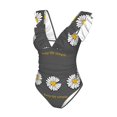 thumbnail image 4 of Yiaed Keep Life Simple Daisy Flower Print Women's Ruffled One Piece Swimsuit V Neck Swimwear Slimming Monokini for Woman-Small, 4 of 8