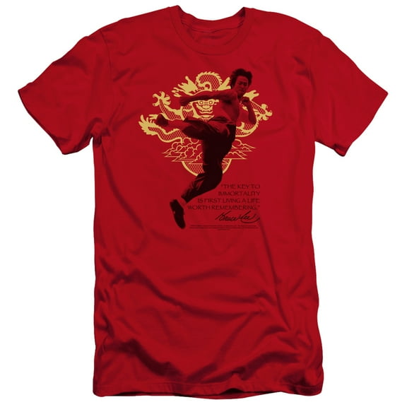 Bruce Lee Immortal Dragon Premium Canvas T-Shirt Adult Slim Fit 30/1 Red