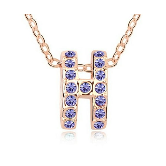 KATGI Fashion 18K Gold Plated Letter H Austrian Crystal Pendant Necklace