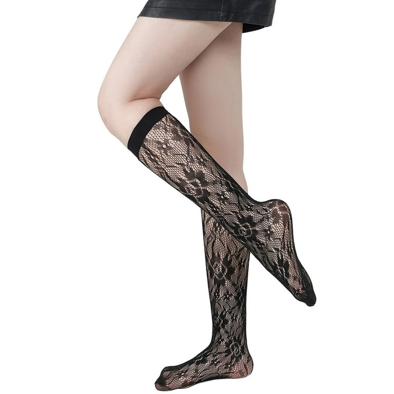 yuehao socks womens black fishnet socks lace hollow out mesh socks e