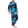 thumbnail image 2 of Lsque Colorful Ocean Whale Pattern Long Sleeve Pajama Set for Men - Soft 2-Piece Sleepwear and Loungewear Set with Pockets, Comfy Nightwear-X-Large, 2 of 7