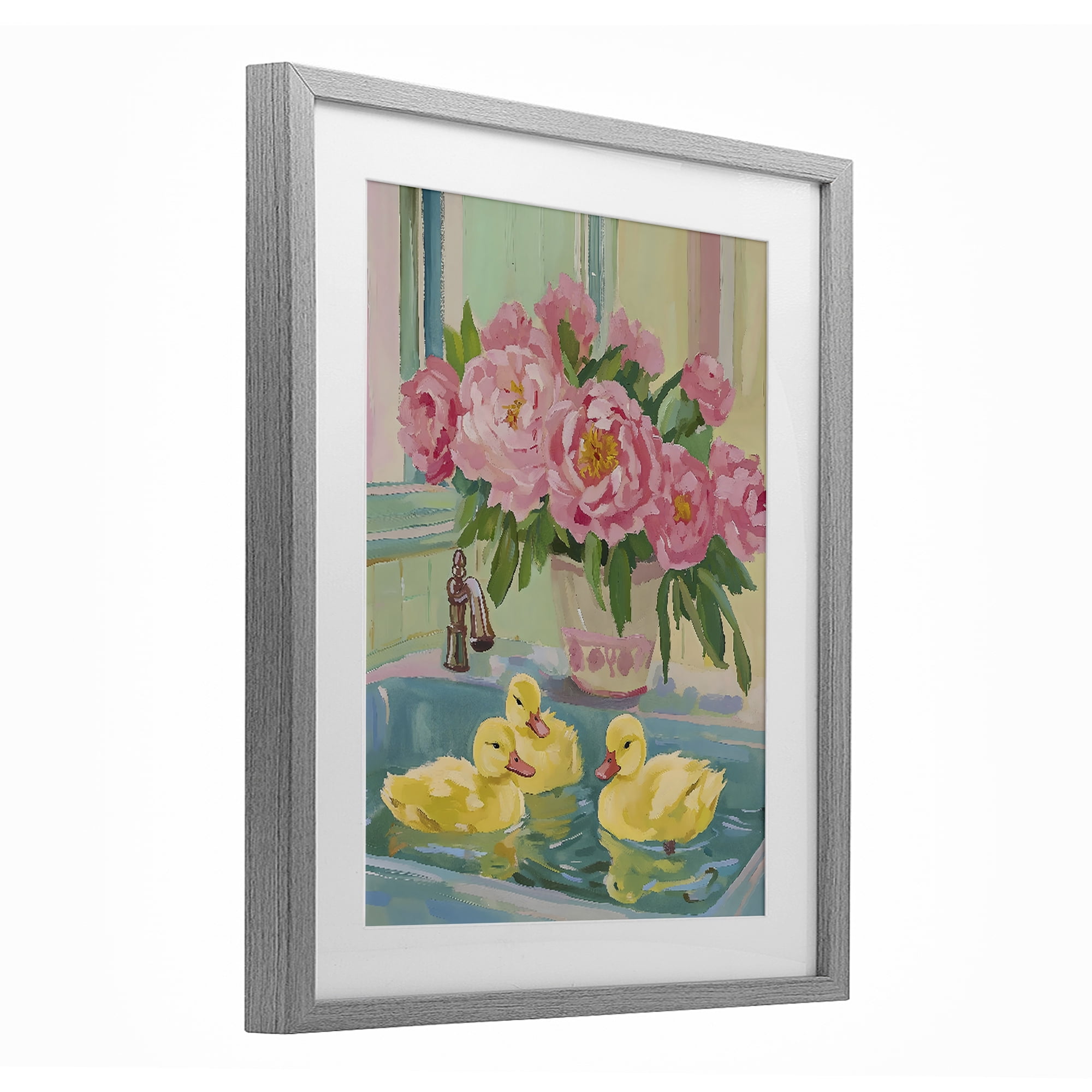 Stupell Industries Ducks in Sink Bath Gray Framed Print Under Glass, design by The Prints Vibe