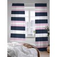 thumbnail image 3 of Sheer Curtains 96 Inches Long 2 Panels Set for Living Room, Pink Navy Blue Striped Semi Sheer Curtains for Windows, Minimalist Abstract Lines Artwork Voile Window Treatments Rod Pocket Curtain, 3 of 7