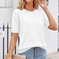 thumbnail image 6 of Resicozy Womens Short Sleeve Sweaters Cropped Crewneck Business Casual Lightweight Sweater Tops 2026 Spring Summer Sweaters White L, 6 of 7