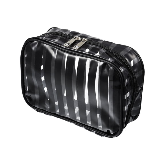 Vocoste Clear Toiletry Bag Transparent Makeup Bag Travel Zipper Cosmetic Organizer for Women 8.07"x2.56" Black