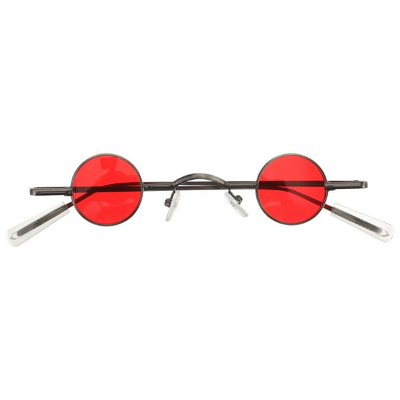 KONTONTY Red Decorative Round Frame Sunglasses Fashion Design Lightweight for Wearing Outdoors