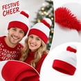 thumbnail image 2 of YZZZJZQL Christmas Adult Red White Striped Knit Beanies Hat Winter Beanie Hat With Pom Pom Beanie For Christmas Halloween Party Hat, 2 of 4