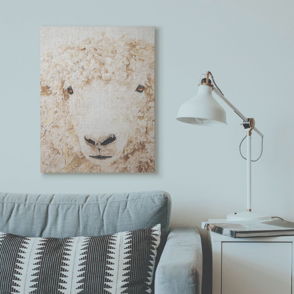 Stupell Industries Sheep Portrait Farm Animal Painting Canvas Wall Art by Diana Fifer, 30" x 40", Canvas