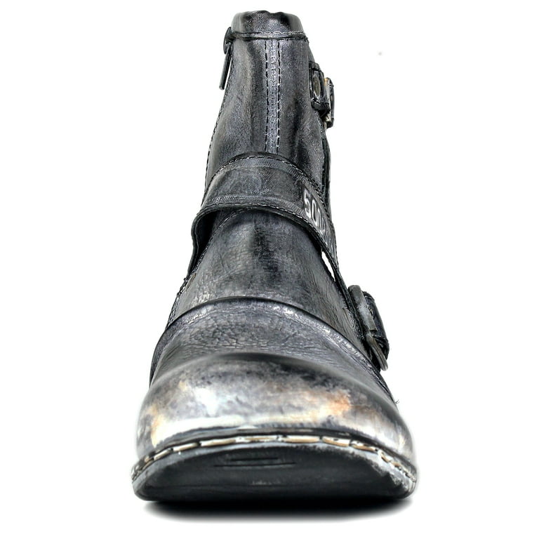 OSSTONE Botas vaqueras para hombre, diseño de moda, con cremallera, de  cuero, para Moto Chukka, botas occidentales, zapatos casuales  OS-5008-H10-F-US
