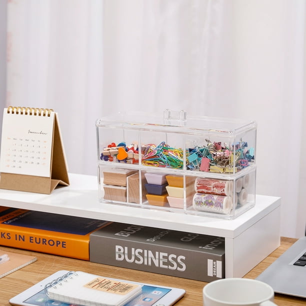 ShenMo Clear Acrylic Make Up Organizer Box Double Deck Dresser