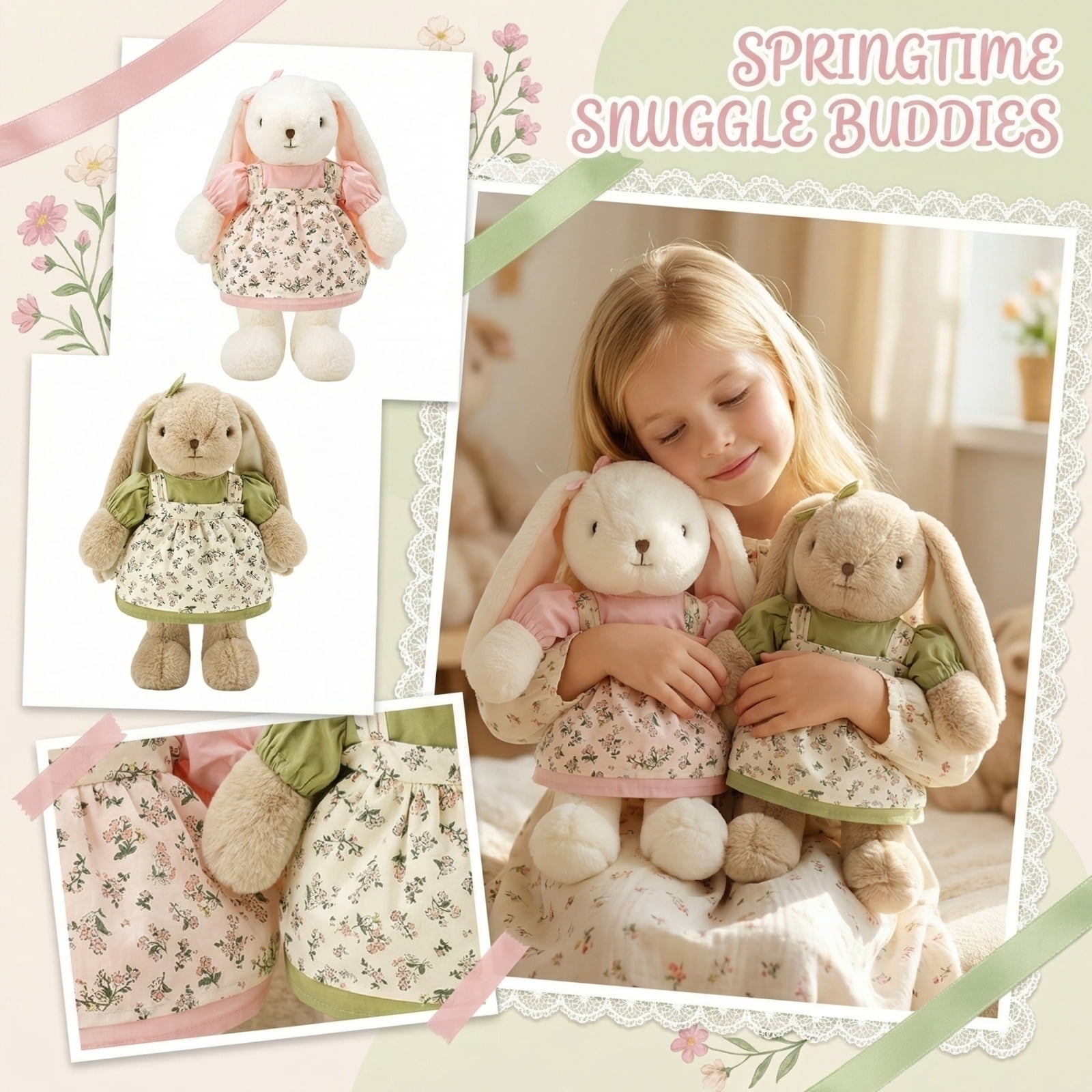 Plush Bunny Toy, White, 11.8 inch, 1 Pack, Suitable for Kids Gift Collection and Home Decoration