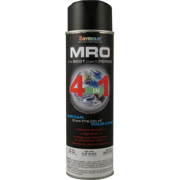 Seymour SM620-1433 20 oz MRO Industrial Enamel Spray Paint, Flat Black