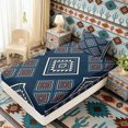 thumbnail image 4 of Erosebridal Aztec Aesthetic Twin Sheet Sets, Navy Brown Beige Bedding, 3 Pieces 1 Flat Sheet, 1 Fitted Sheet and 1 Pillowcase, 4 of 5
