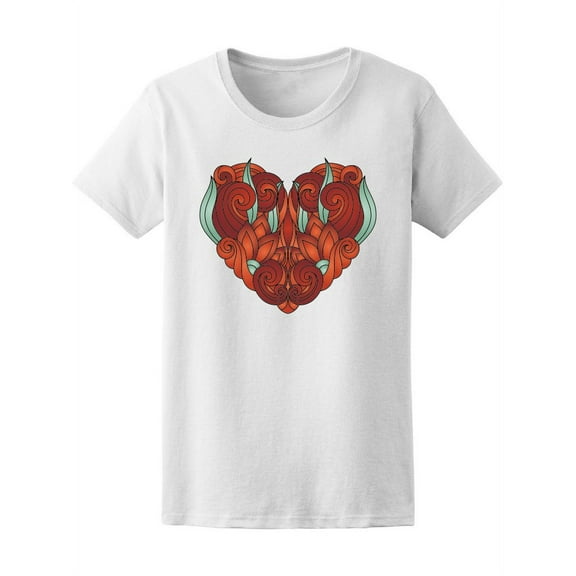 Beautiful Floral Heart T-Shirt Women -Image by Shutterstock, Female XX-Large